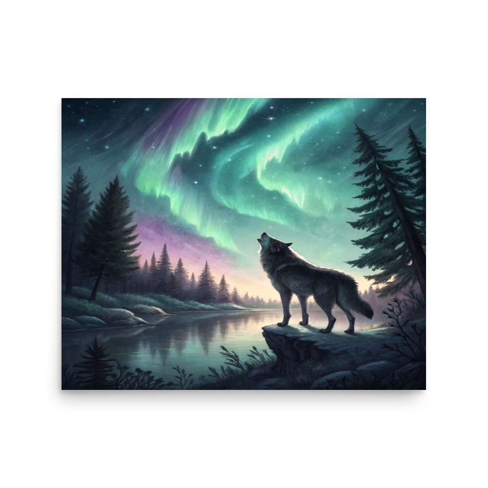 Drift's World Poster · Wolf Beneath the Aurora
